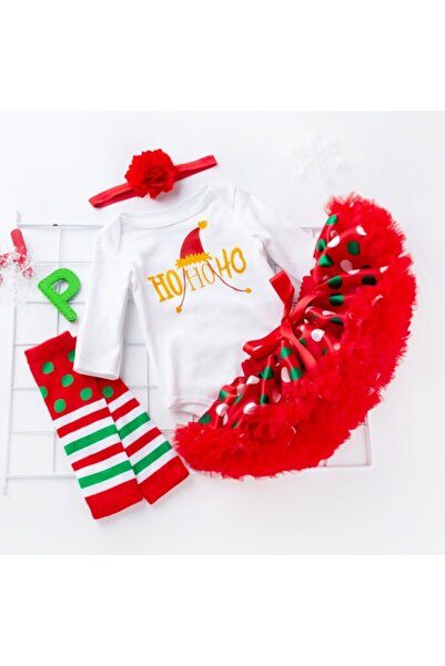 Superbaby Body cu fustita din saten si jambiere - Ho ho ho