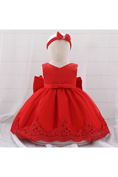 Superbaby Red occasion dress with lace