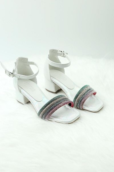 Moda Lime Pantofi pentru fete cu toc Pantofi pentru nunta Pantofi pentru rochie de seara pentru copii Tocuri cu strasuri si catarame