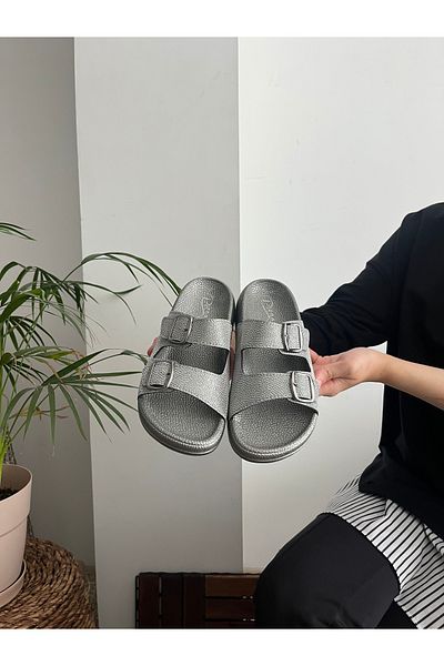 Behtah Kundura Glitter Stone Orthopedic Soft Sole Comfort Model Slippers Double Buckle Brk Daily Comfortable Slippers