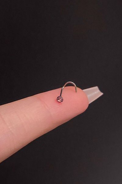 Blisse Piercing Spiral Curved Colored Zircon Stone Steel Bar/6Mm Bar/0.8Mm Thickness/2.5Mm Stone/Nose Piercing