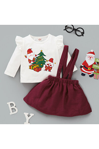 Superbaby Suit with white blouse and burgundy sundress