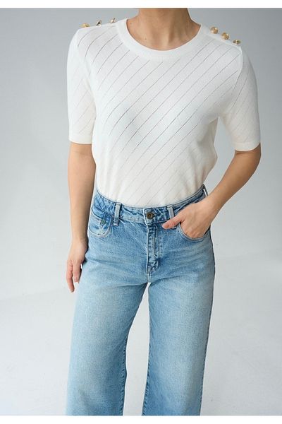 Jose Clothing Women's Premium Yarn Short Sleeve Summer Knitwear Blouse