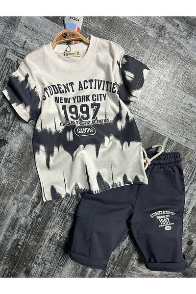 öykümgaleria Boy's Summer Top and Bottom Set with Shorts