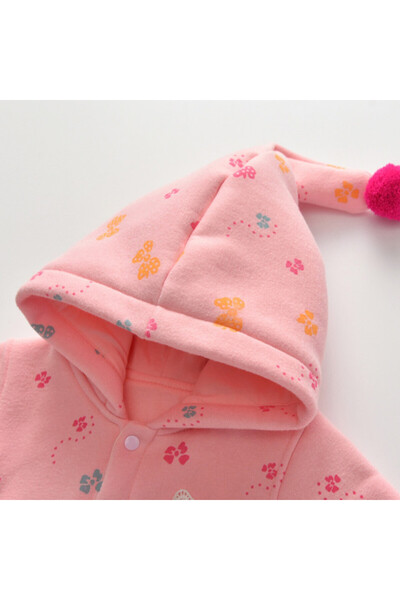 Superbaby Salmon pink padded jumpsuit for girls - Colorful bows