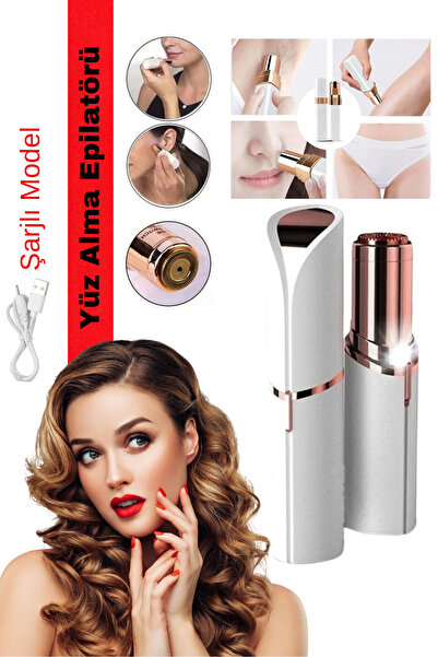 Shopura Şarjlı Yüz Epilatörü | Acısız Kaş Bıyık Yanak Tüy Alma Makinesi – Kad...
