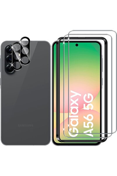 Rivor Samsung Galaxy A56 Uyumlu Ekran Koruyucu 9D Cam +Kamera Koruyucu Çizilm...