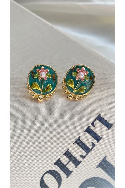 TAKIMOON Green Flower Vintage Model Earrings
