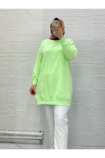 Zeynep Butik Organic Cotton Soft Crew Neck Above Knee Comfortable Fit Sleeves Elastic Hijab Tunic 30644 126
