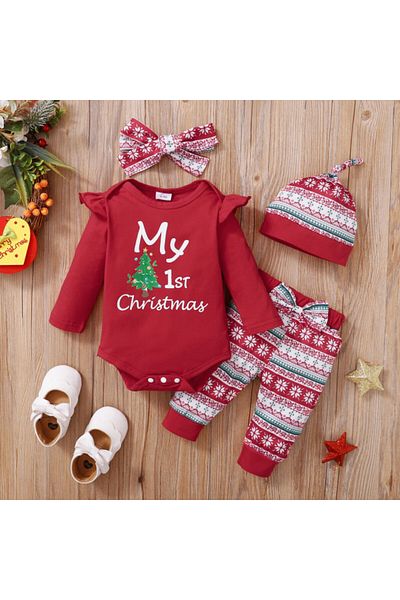 Superbaby Costumas din 4 piese pentru bebelusi - First Chrismas