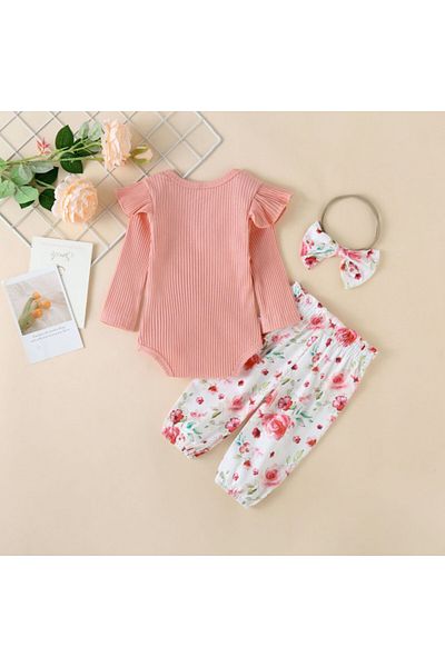 Superbaby Compleu pentru fetite cu body roz somon - Sunny