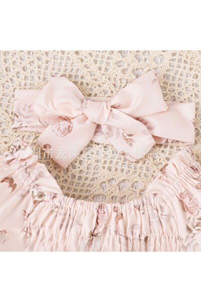 Superbaby Banana pink bodysuit with ruffled skirt for little girls