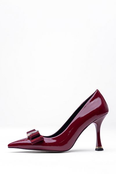 Tasarım Patent Leather Shiny Bow Thin Heels Elegant Pointed Toe Evening Dress and Stylish Stiletto Shoes