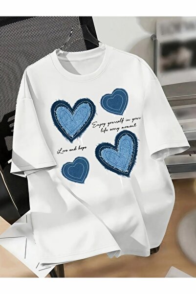 ship master Μπλουζάκι με σχέδιο καρδιάς] Μπλουζάκι με σχέδιο καρδιάς, άνετο μπλουζάκι από πολυεστέρα από πλεκτό ύφασμα για όλες τις εποχές