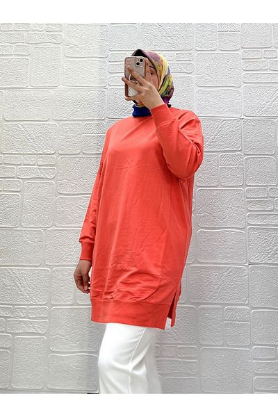Zeynep Butik Organic Cotton Soft Crew Neck Above Knee Comfortable Fit Sleeves Elastic Hijab Tunic 30644 126