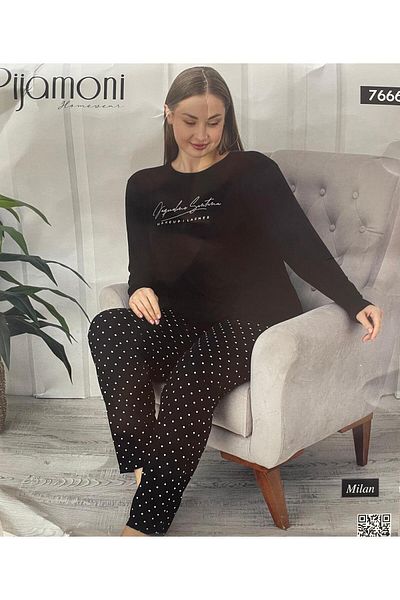 Pijamoni Black King Size Milan Fabric Pajama Set