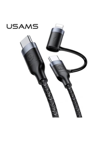 Usams كابل شحن ونقل بيانات سريع من Type-C إلى Type-C/Lightning PD بطول 1.2 متر