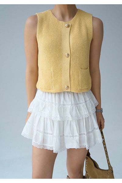 Jose Clothing Women's Premium Yarn Gold Button Detail Vest