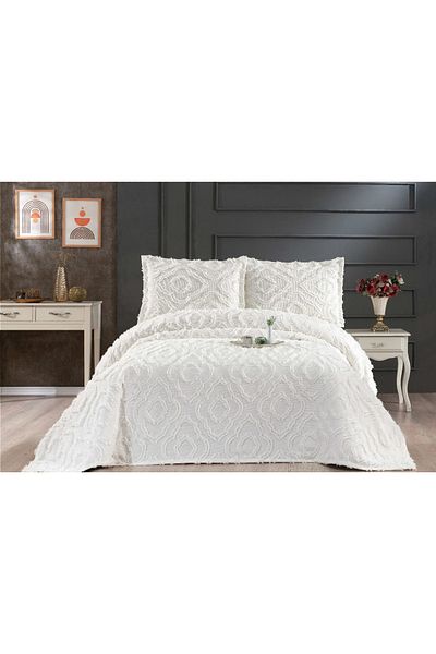 Sivalde Hercai Cream Double Chenille Pique Set