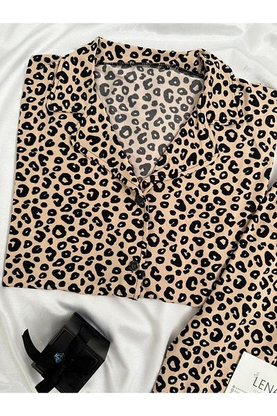 Lena Homewears Set pijamale cu mânecă scurtă Milan Lena cu imprimeu leopard pentru femei