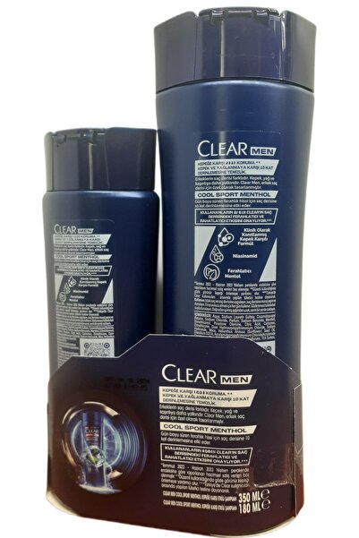 Clear MEN COOL SPORT MENTHOL KEPEĞE KARŞI ETKİLİ ŞAMPUAN 350 ML +180 ML 2' Lİ SET X 2 ADET