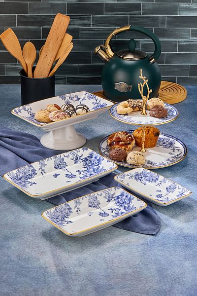Mabeyn 5 Piece Spring White Gold Cake Serving Presentation Dowry Set