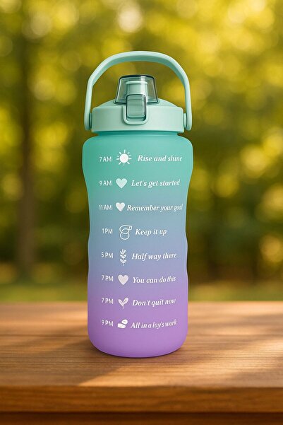 AbaTech 2Lt Water Flask with Straw - Motivational Water Bottle Flask Bpa Free...