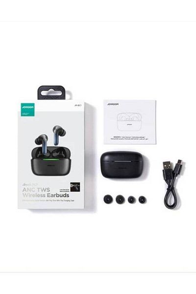 Joyroom سماعات أذن JR-BC1 TWS لاسلكية حقيقية بتقنية بلوتوث 5.3 بتقنية إلغاء الضوضاء النشطة، لون أسود