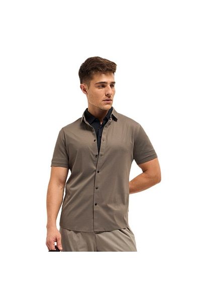 The Bear House Men's Brown Water Repellent with Seamless Edges High Performance Shirt for Every Occasion