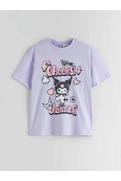 LC Waikiki Lcw Kids Lilac Crew Neck Kuromi Printed Girls' T-Shirt