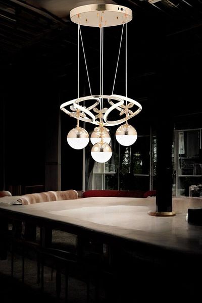 OSC HOME AYDINLATMA TASARIM Led Chandelier with 3 Features - Operated and Embroidered, Yellow Whistle Burning