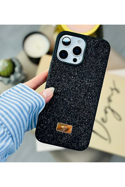 Go Aksesuar حافظة سيليكون متوافقة مع هاتف Iphone 16 Promax بتصميم ماسي لامع وماس لامع