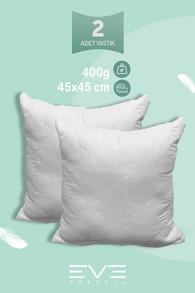 Eve Tekstil 2 buc. perna patrata Diamant Plus perna lavabila antialergica din fibra de silicon 40x40cm 400 gr
