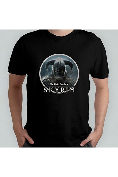 Pixxa The Elder Scrolls V Skyrim Unisex 100% βαμβακερό μπλουζάκι με λαιμόκοψη μοντέλο 4