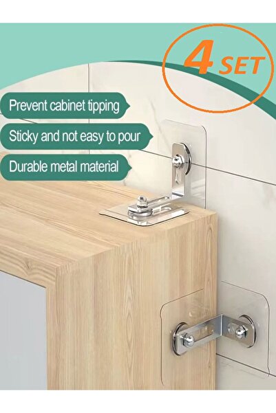 Özasya AVM 4 ADET Kendinden Yapışkanlı Dolap Raf Mobilya Sabitleme Aparatı
