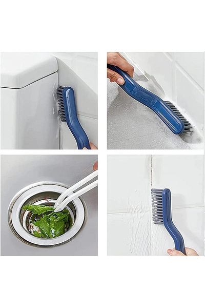 3B Trend Cleaning Brush with Tweezers Grouting Floor Bathroom Tile Kitchen Toilet Bowl Corner Groove Cleaning Brush