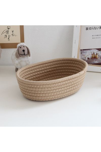 Choice M Khaki Woven Storage Baskets Multifunctional Desktop Sundries Cosmetics Kids Toys Organizer Box Des