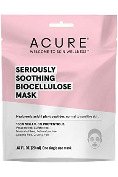 ACURE Seriously Soothing Biocellulose Gel Mask | 100% Vegan | For Dry to Sensitive Skin | Hyaluronic