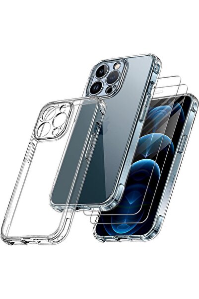 Rivor Apple iPhone 12 Pro Max Kılıf Kamera Çıkıntılı Şeffaf İnce Silikon Kapa...
