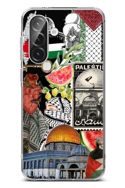 TechTree Galaxy A56 Compatible Palestine Freedom Collage Transparent Silicone...