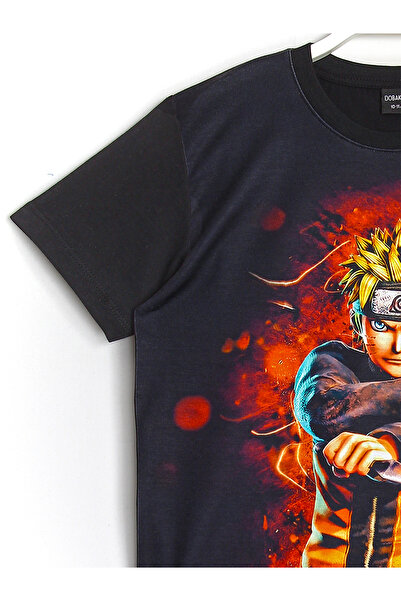 DobaKids Τρισδιάστατο τυπωμένο Anime Naruto Uzumaki Unisex Παιδικό Καλοκαιρινό Μαύρο T-shirt για ενήλικες