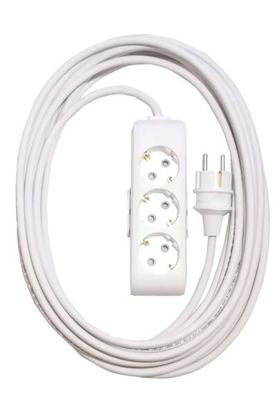 VİKO Ekonomik Beyaz 3'lü Grup Priz Topraklı Çocuk Korumalı 9 Metre Kablo (düz...