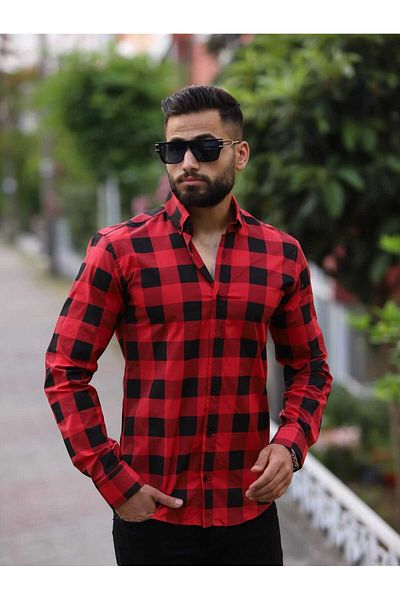 blackpanther Checked Lycra Slim Fit Shirt