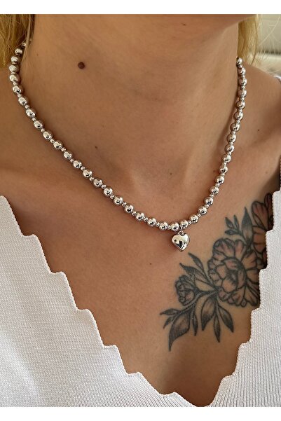 takıtarzım Silver Doreli Heart Figured Women Necklace