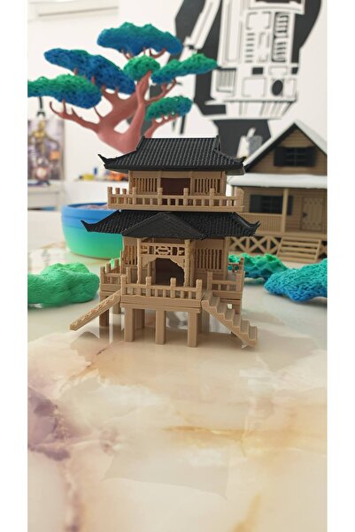 Kidkodbot 3D Baskı Uzakdoğu Evi ve Gazebo Mini Maket Seti