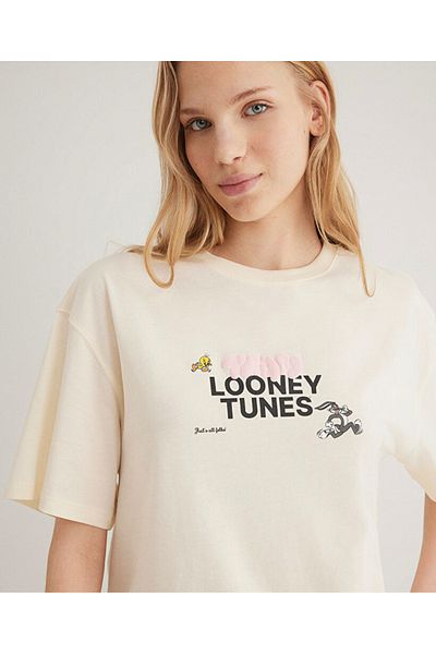 Mavi Crew Neck Ecru Women's T-Shirt Dmk.M 1613253 -80194-One Size Tee