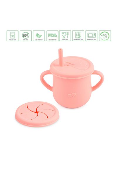 jojobebek Silicone Cup with Straw, Children's Silicone Cup with Straw, Exercise Cup with Straw