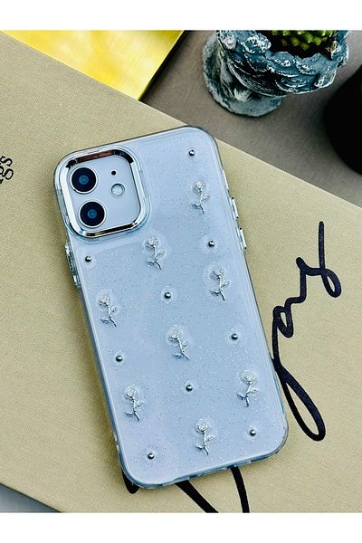 Go Aksesuar حافظة سيليكون مرنة متوافقة مع هاتف Iphone 12 و12 Pro مع لعبة بتصميم وردة صغيرة