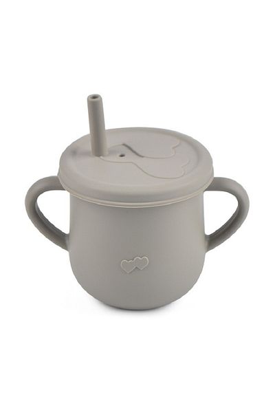 jojobebek Gray Silicone Snack Cup with Straw - Training Cup