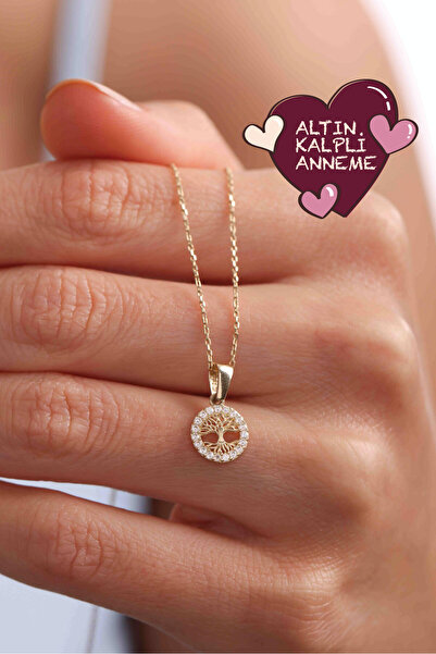 Gianfranco 14 Ayar Altın Taşlı Hayat Ağacı Kolye Ucu